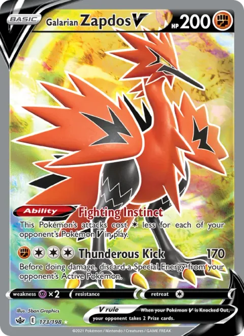 Galarian Zapdos V [Fighting Instinct | Thunderous Kick]