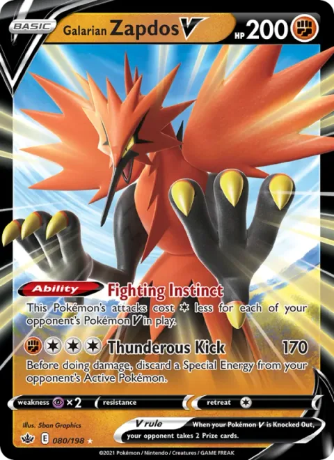 Galarian Zapdos V [Fighting Instinct | Thunderous Kick]