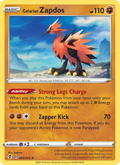 Galarian Zapdos [Strong Legs Charge | Zapper Kick]