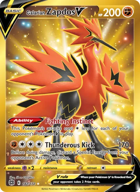 Galarian Zapdos V [Fighting Instinct | Thunderous Kick]